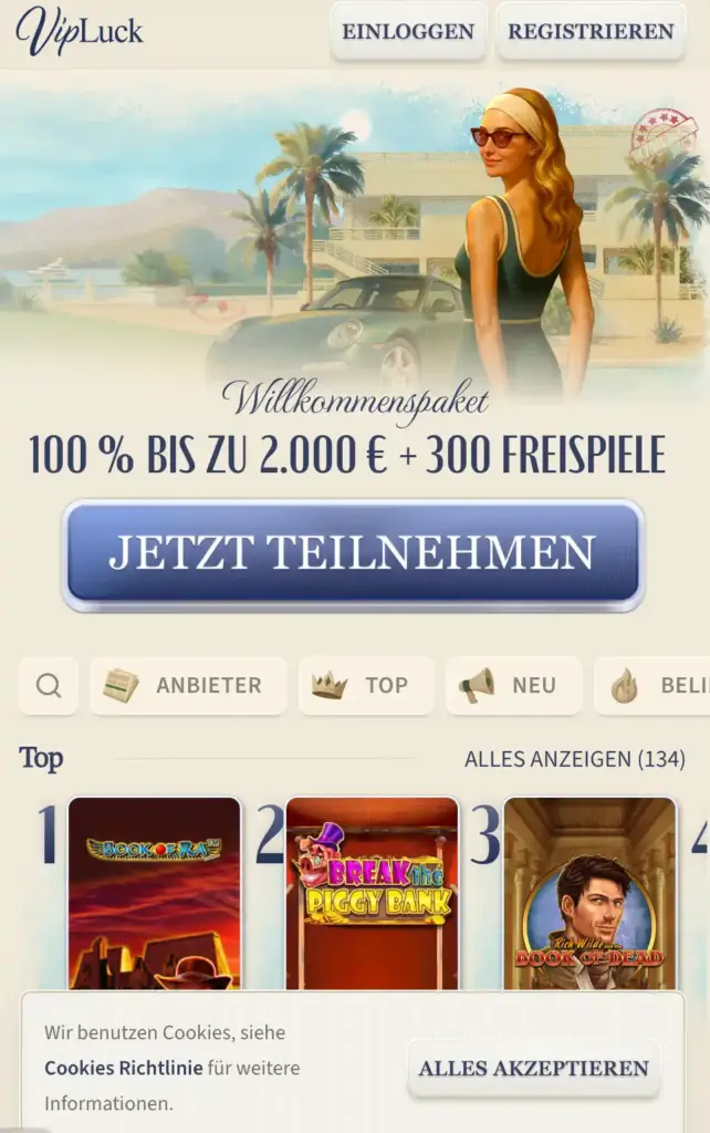 Mobile App von VipLuck für einfaches Spielen