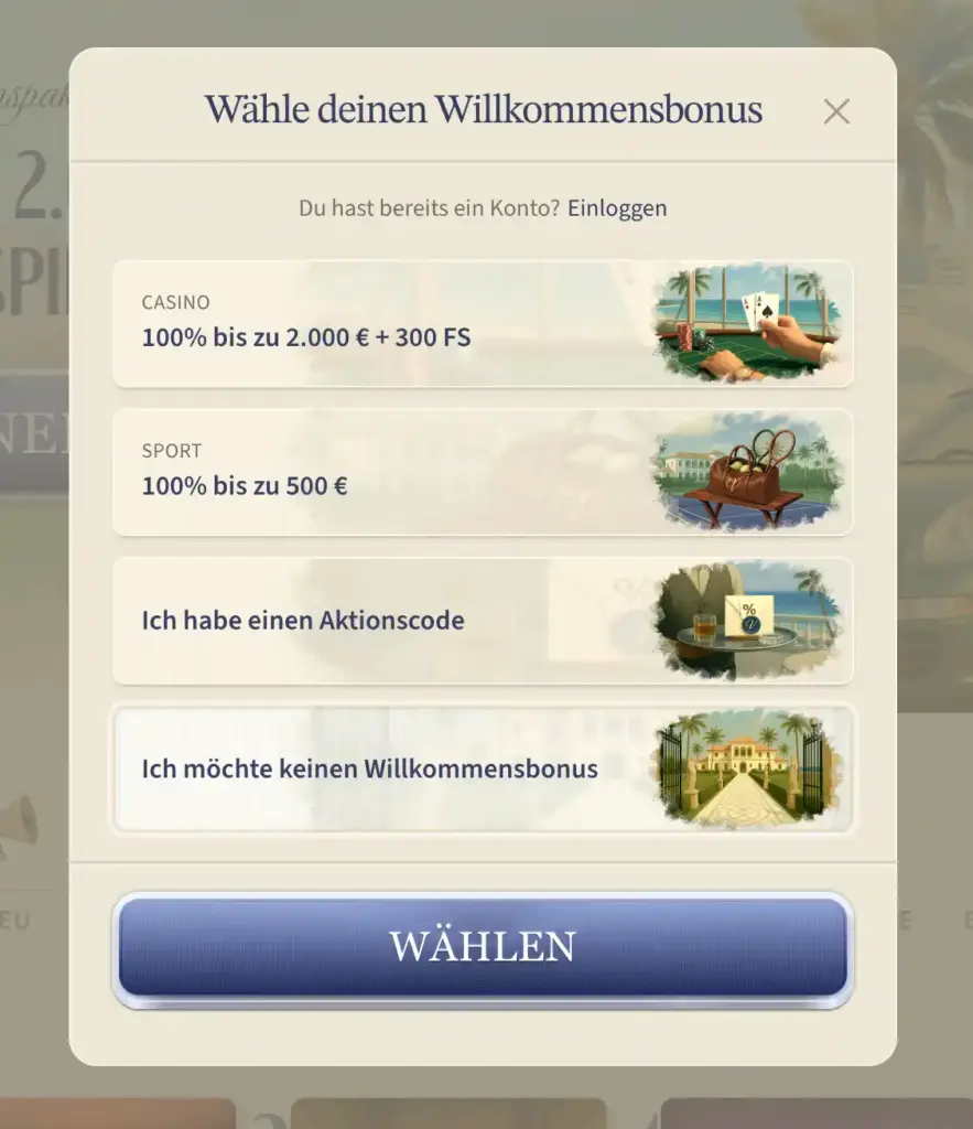 Willkommensbonus bei VipLuck für neue Spieler